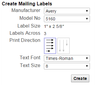 mailing labels